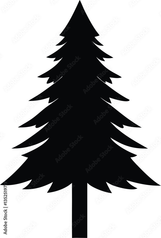 Fototapeta premium christmas tree silhouette vector illustration