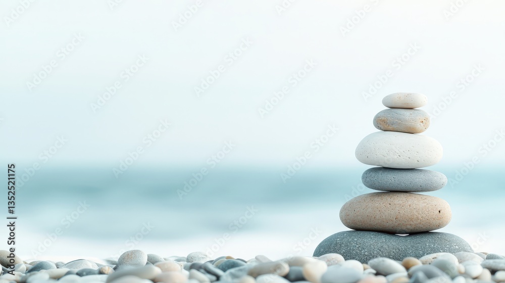 Tranquil Panoramic View of Serene Beach with Clear Water and Stones Tranquil Panoramic View of Serene Beach with Clear Water and Stones