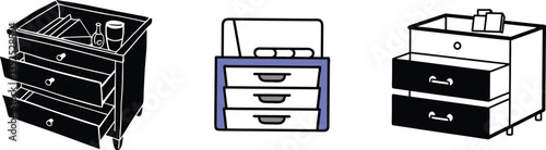 Three Diverse Drawers Furniture, Storage, Organization, Design