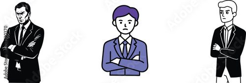 Serious Businessmen Portraits Arm Crossed, Suits, Expressions, Men