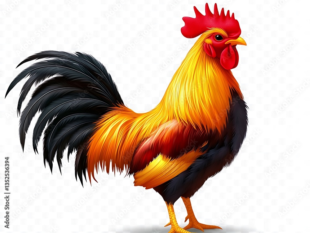 Fototapeta premium A Vibrant Rooster Stands Proudly Showcasing Its Colorful Plumage