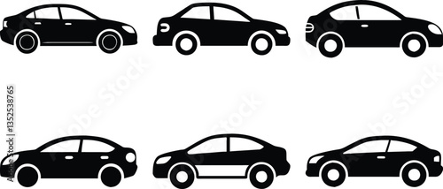 Car icon set with various vehicle silhouettes and designs