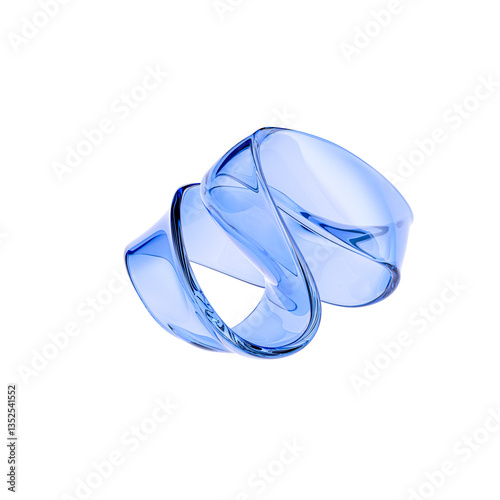Fototapeta Naklejka Na Ścianę i Meble -  A dynamic abstract artwork. Twisted structure of translucent blue glass. Abstract grass form with sleek curves, fluid design and sense of modernity, elegance, and artistic innovation. 3d rendering