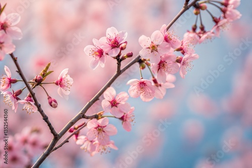 Delicate Pink Cherry Blossoms in Springtime
