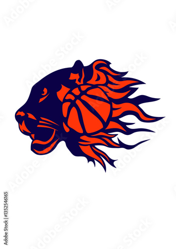 basketball panthere flamme logo feu animal 