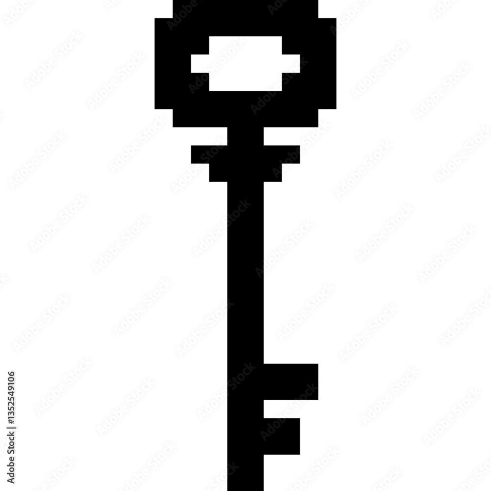Fototapeta premium Old key icon. 8 bit vintage key. skeleton key