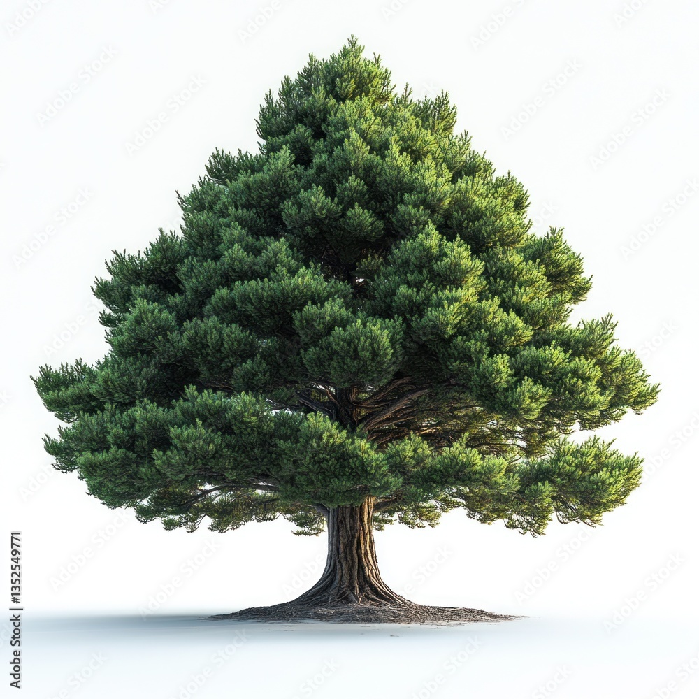 Fototapeta premium Majestic Evergreen: A Lone Pine Tree Against a White Background