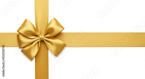 Elegant Golden Satin Ribbon Bow and Cross Bows Gift Wrapping Decoration Festive Design
