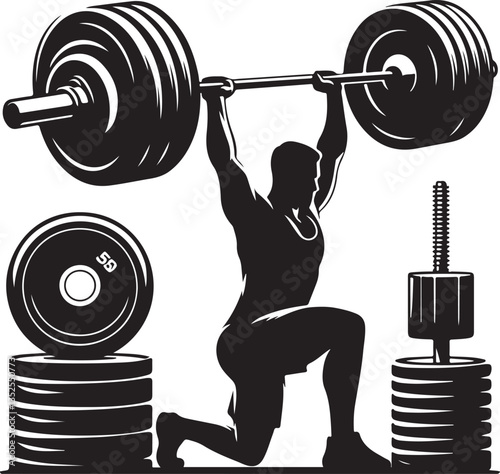 Workout silhouette fitness and Graphic vector black color silhouette