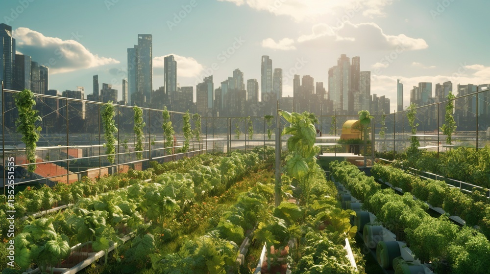 Obraz premium A photo of a sustainable urban farm with eco-friendly