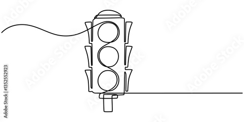 Continuous editable drawing of traffic light. One line drawing background. Vector illustration. Traffic light in one line style, One line drawing of a traffic light, Light traffic one line continuous.