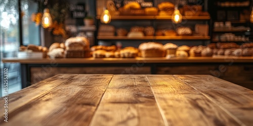 Wallpaper Mural Wooden table in foreground and bakery in background Torontodigital.ca