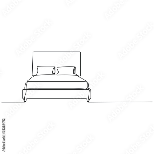Bed continuous oneline drawing vector illustration