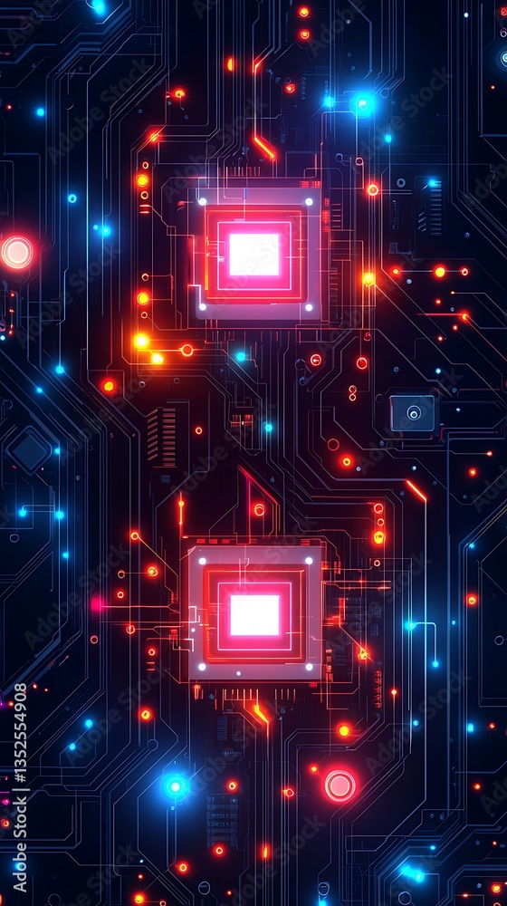 Obraz premium Glowing Circuit Board Processors.