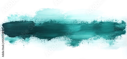 Abstract Teal and Turquoise Paint Stroke on White Background