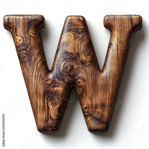 Wooden Letter W: A Detailed Close-Up