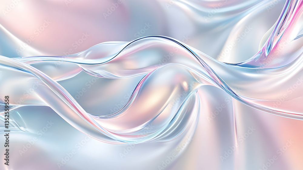 Fototapeta premium Colorful fluid abstract waves creating a soft and tranquil atmosphere in a digital artwork