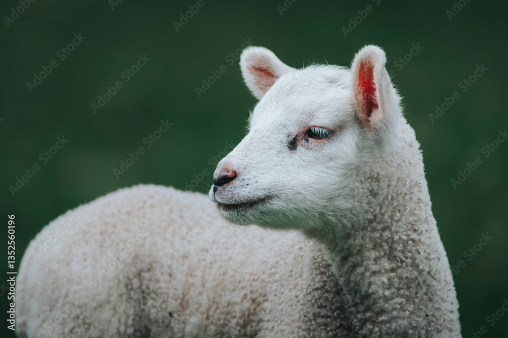 Fototapeta premium white little lamb on the farm