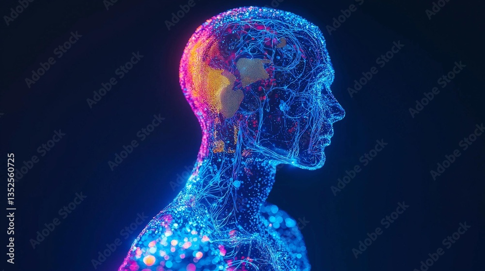 AI generator image of Human body structure simulation technology for medical benefits digital twin of a human body used for virtual medical testing, side view, revolutionizing drug development, sci-fi AI generator image of Human body structure simulation technology for medical benefits digital twin of a human body used for virtual medical testing, side view, revolutionizing drug development, sci-fi