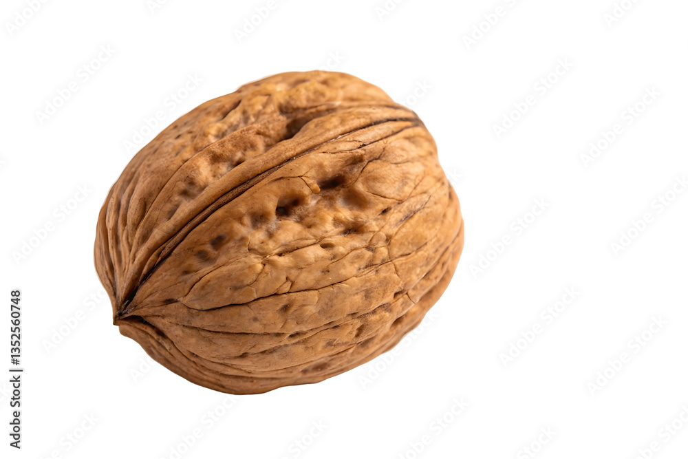 Natural Walnut with Detailed Shell Texture on Light Backdrop. Natural Walnut with Detailed Shell Texture on Light Backdrop.