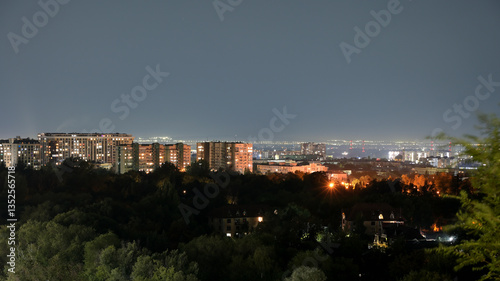 Obraz na płótnie Night city landscape. Almaty, Kazakhstan. Panoramic view. w salonie