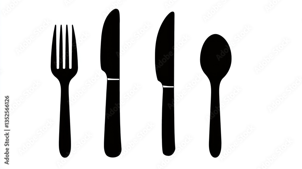 Utensils, flatware, simple graphic Utensils, flatware, simple graphic