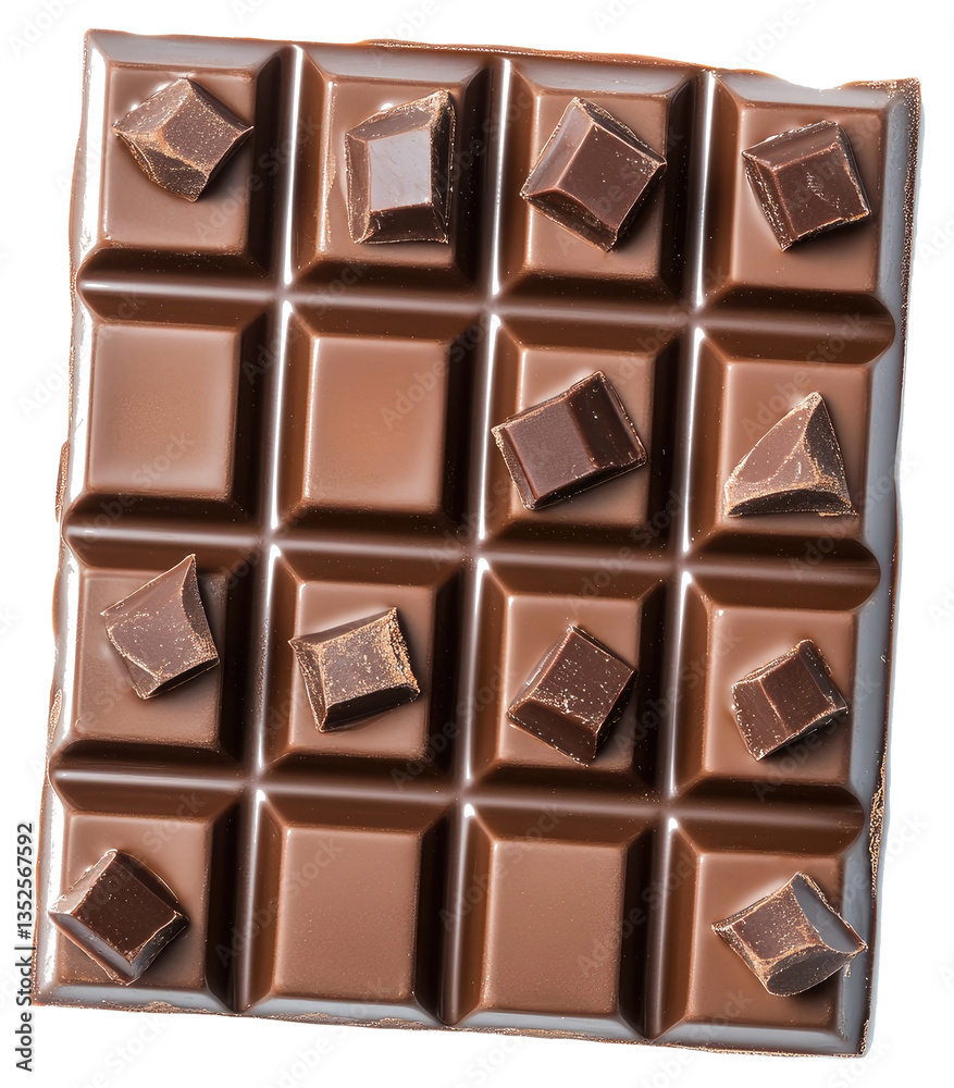 Fototapeta premium A square chocolate bar broken into many small individual pieces