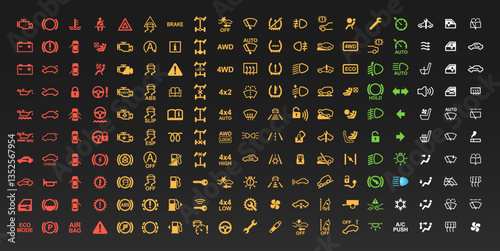 190 Vector Car Warning Lights & Icons