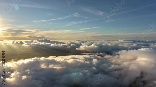 Clouds, aerial view, white and blue, representing heaven and freedom