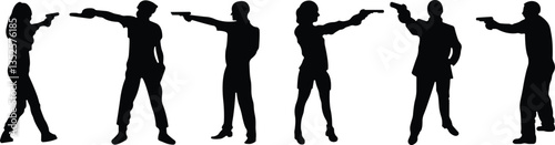 Pointing gun Shooting range icon in flat set. isolated on transparent background