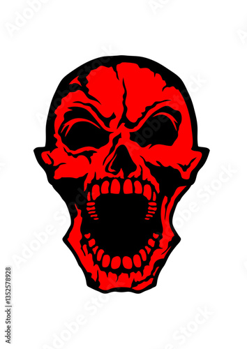 Tete de mort gueule ouverte crane halloween