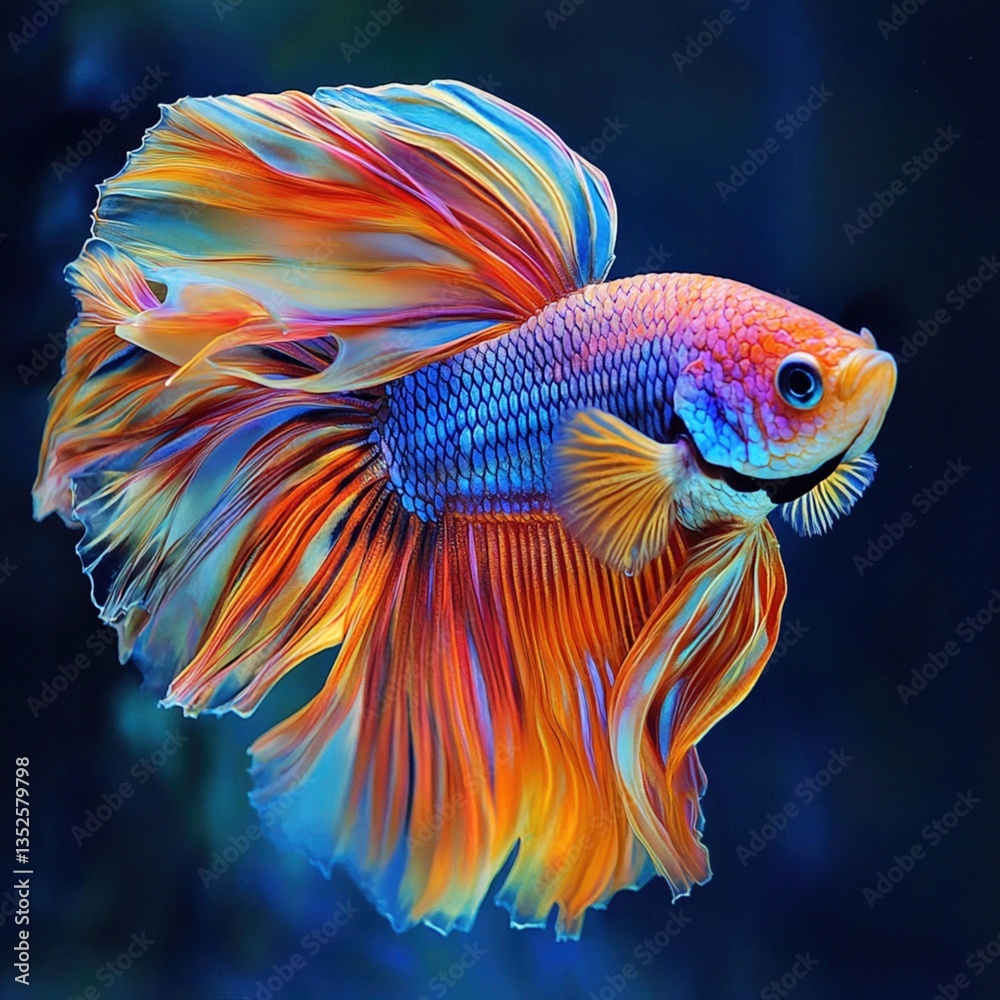 Fototapeta premium Vibrant betta fish with elaborate fins (18)