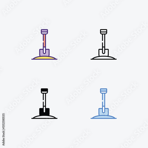 shovel vector icons set stock illustration