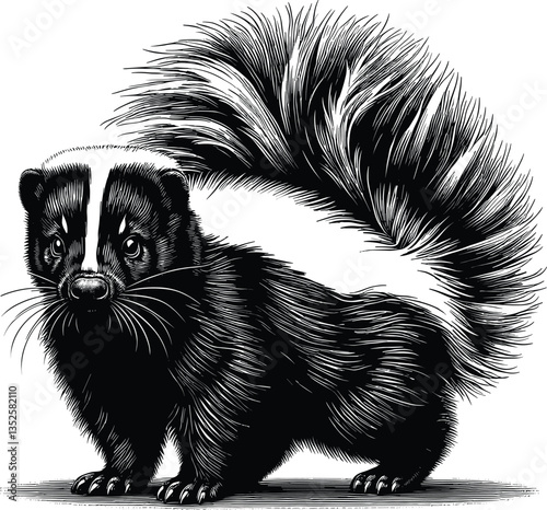 Skunk pretty pose vector black silhouette cricut design for T-Shirt