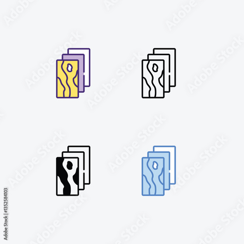 plywood vector icons set stock illustration