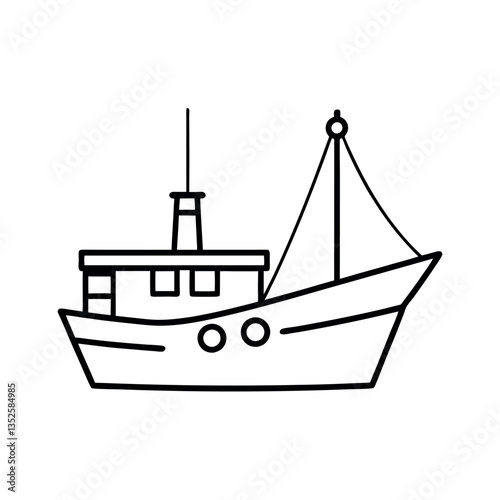 Trawler Black Vector Illustration for Commercial Use

