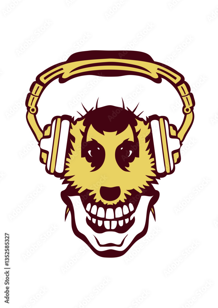  suricate casque de musique audio gueule tete de mort
