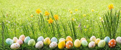 easter eggs and daffodils i...