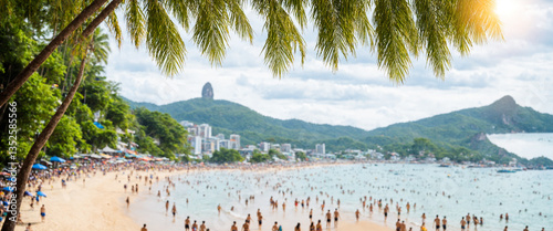 tropical beach with palm fr...
