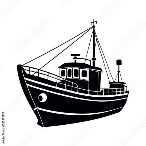 Trawler Black Vector Artwork for Marine Branding

