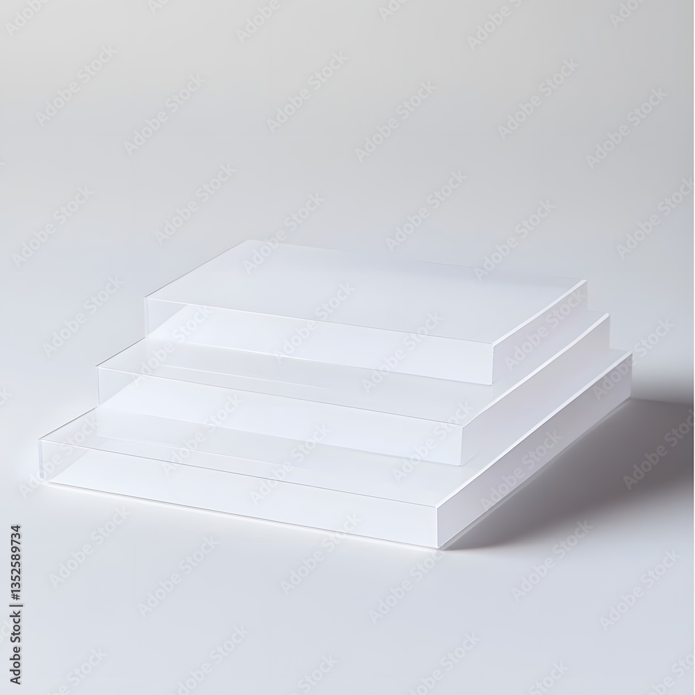 Minimalist white acrylic display stand with stepped platform Minimalist white acrylic display stand with stepped platform