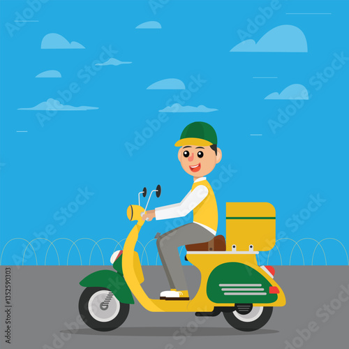 Fast and free delivery logo with bike man or courier