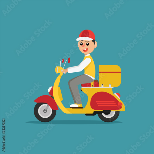 Fast and free delivery logo with bike man or courier