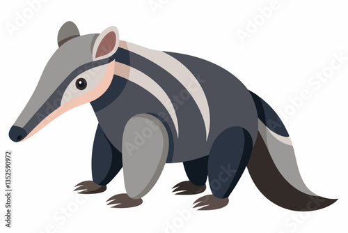 Anteater Portrait: A charming illustration of an anteater showcases its unique features, emphasizing the animal's character and appeal. 