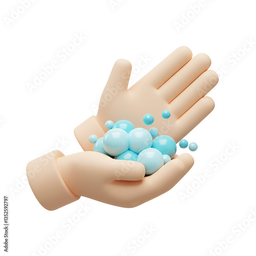 Hands with Water Drops Icon for Effective Hand Washing Illustration