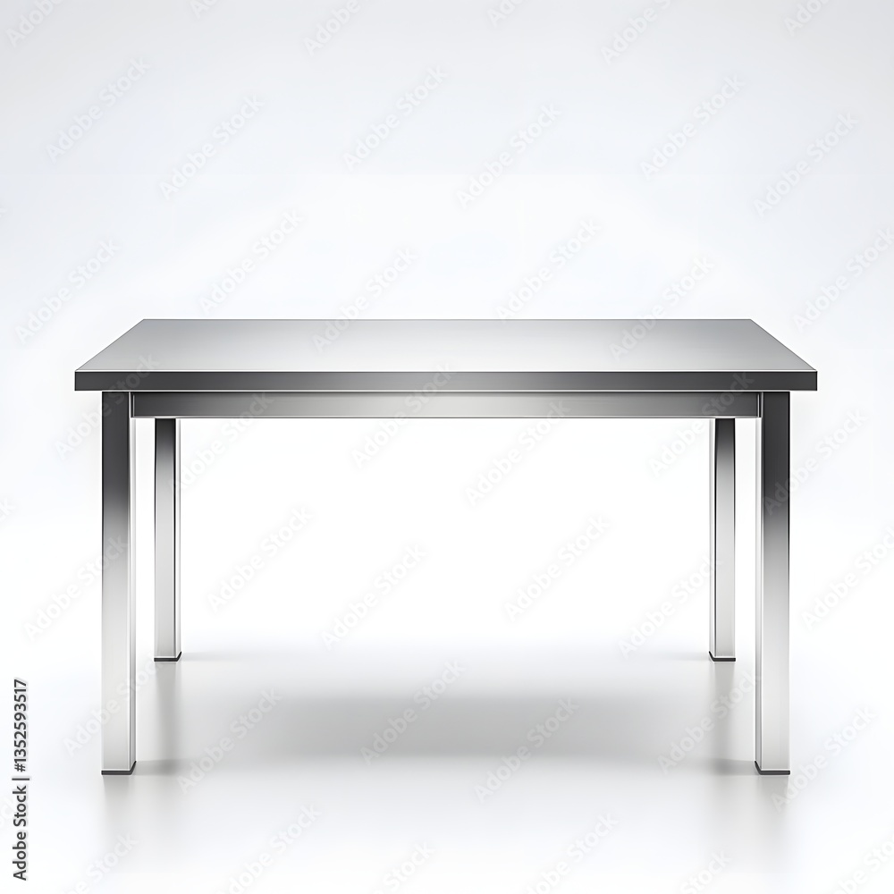 Stainless steel table with polished minimalist design Stainless steel table with polished minimalist design