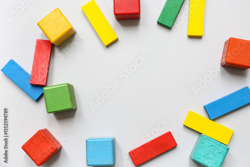 Colorful wooden building bl...