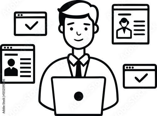 set of funny cartoon businessman