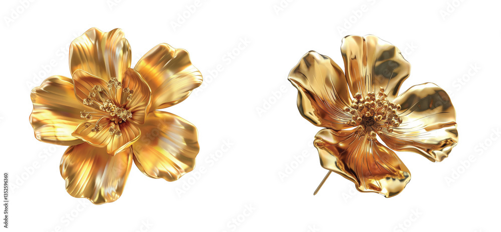 Shiny golden flowers with lustrous petals display elegant floral design Shiny golden flowers with lustrous petals display elegant floral design