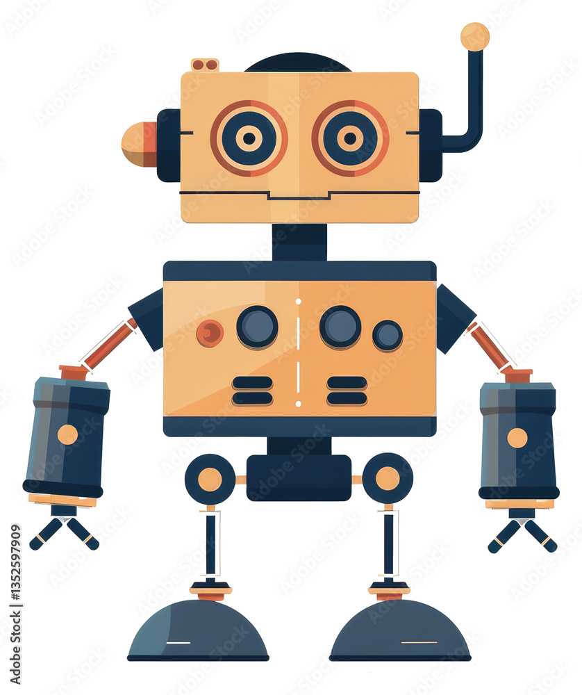 Fototapeta premium A Friendly Looking Robot Showing Some Mechanical Components Design